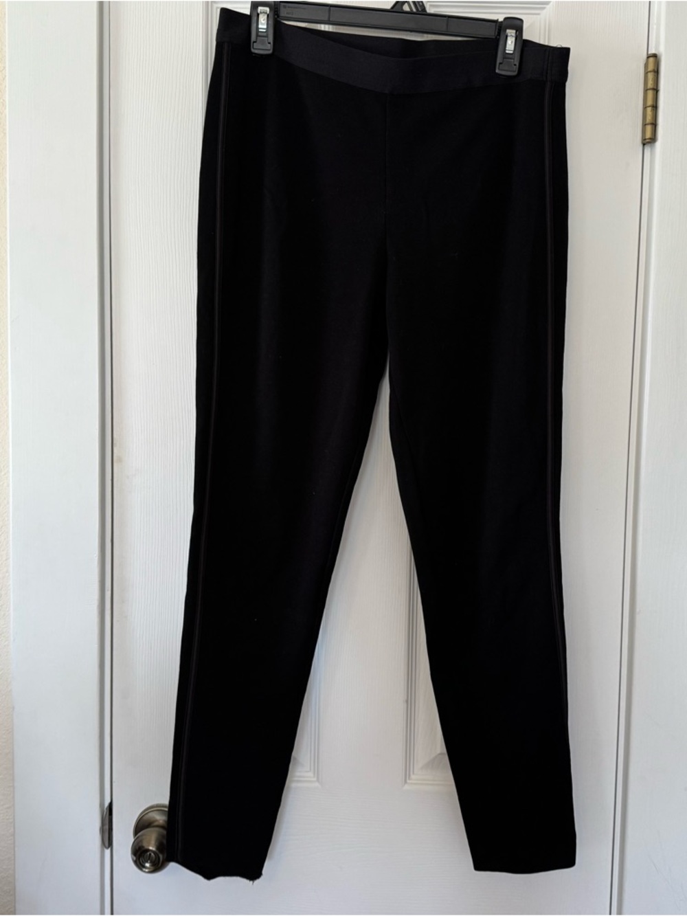 Eileen Fisher Slim Ankle Pants M Black Tencel Lyocell Stretch Pull-On‎ Pointe